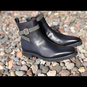 Black handmade cognac leather jodhpur boot